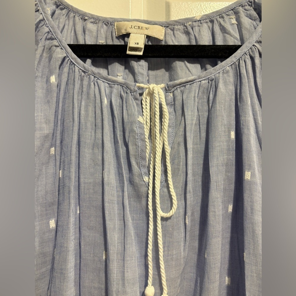 J.Crew peasant embroidered blouse top cotton sz XS‎ /S cottagecore boho - Picture 3 of 5